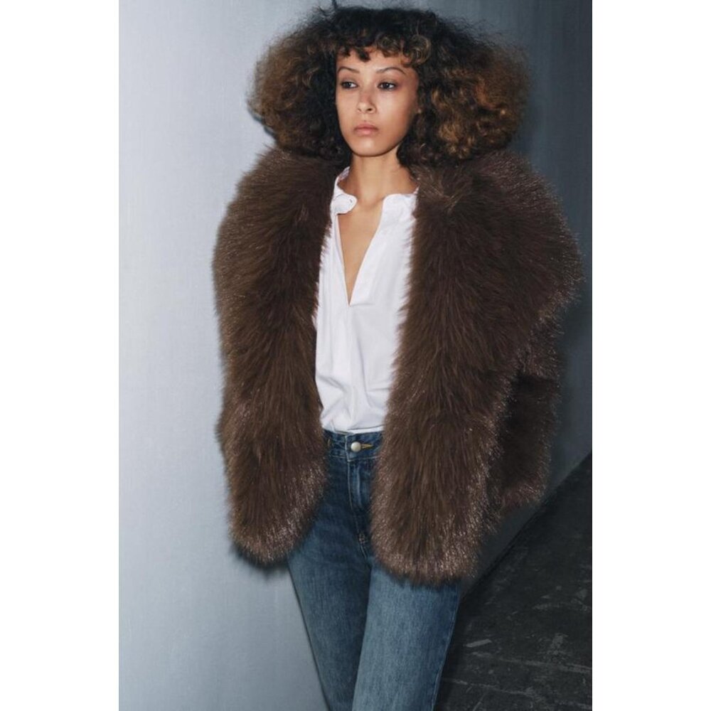ZARA SHORT FAUX FUR COAT ZW COLLECTION